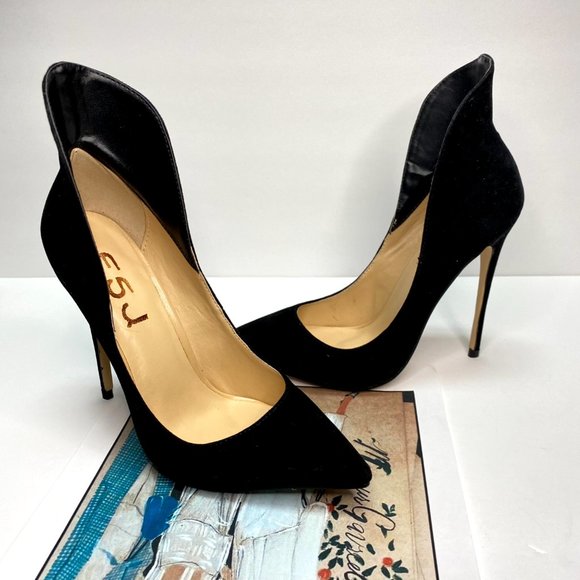 FSJ Pointed Toe Stiletto High Heel Slip On Pumps - Picture 2 of 6